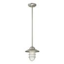 100W 1-Light Medium E-26 Mini-Pendant Light with Inside Etched Glass in Satin Nickel