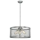 300W 5-Light Medium E-26 Pendant Light with Metal Wire Mesh Shade in Brushed Pewter