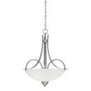 300W 3-Light Medium E-26 Pendant Light with Etched White Glass in Brushed Pewter
