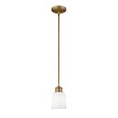 100W 1-Light Medium E-26 Mini-Pendant Light with Etched White Glass in Heirloom Bronze