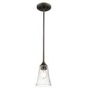 100W 1-Light Medium E-26 Mini-Pendant Light with Clear Seeded Glass in Rubbed Bronze