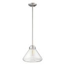 60W 1-Light Medium E-26 Mini-Pendant Light with Clear Glass in Brushed Nickel