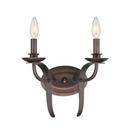 120W 2-Light Candelabra E-12 Candle Wall Sconce in Rubbed Bronze