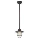 100W 1-Light Medium E-26 Mini-Pendant Light with Inside Etched Glass in Rubbed Bronze
