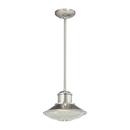 100W 1-Light Medium E-26 Mini-Pendant Light with Clear Prismatic Glass in Brushed Nickel