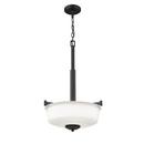 300W 3-Light Medium E-26 Pendant Light with Etched White Glass in Matte Black