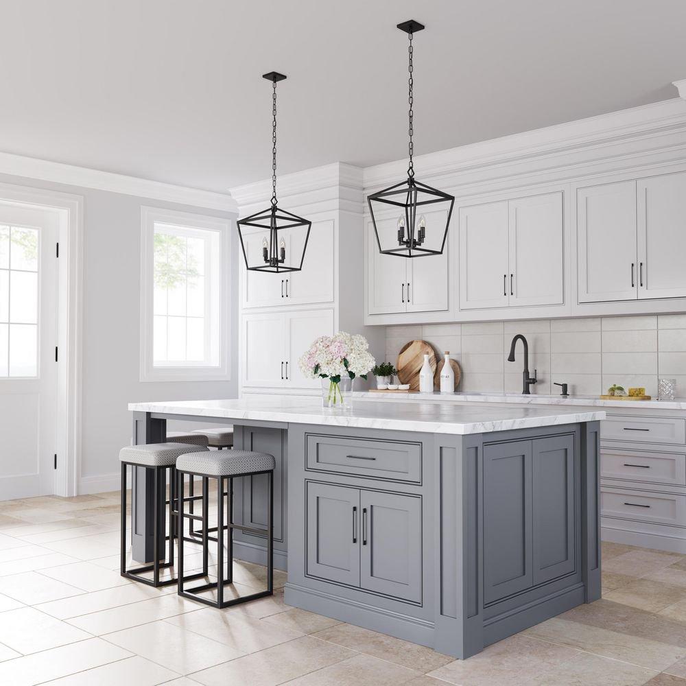 Millennium Lighting Matte Black 240W 4-Light Candelabra E-12 Pendant Light 