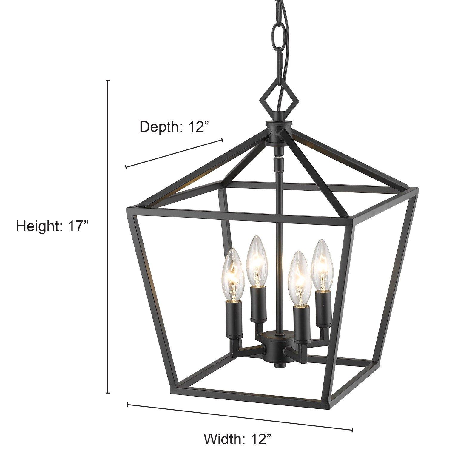 Millennium Lighting Matte Black 240W 4-Light Candelabra E-12 Pendant Light 