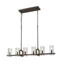 360W 6-Light Candelabra E-12 Pendant Light with Clear Glass in Rubbed Bronze