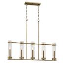 300W 5-Light Candelabra E-12 Pendant Light with Clear Glass in Vintage Gold