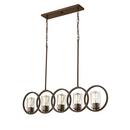 300W 5-Light Medium E-26 Pendant Light with Clear Seeded Glass in Rubbed Bronze