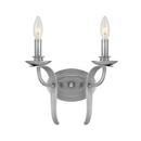 120W 2-Light Candelabra E-12 Candle Wall Sconce in Brushed Pewter