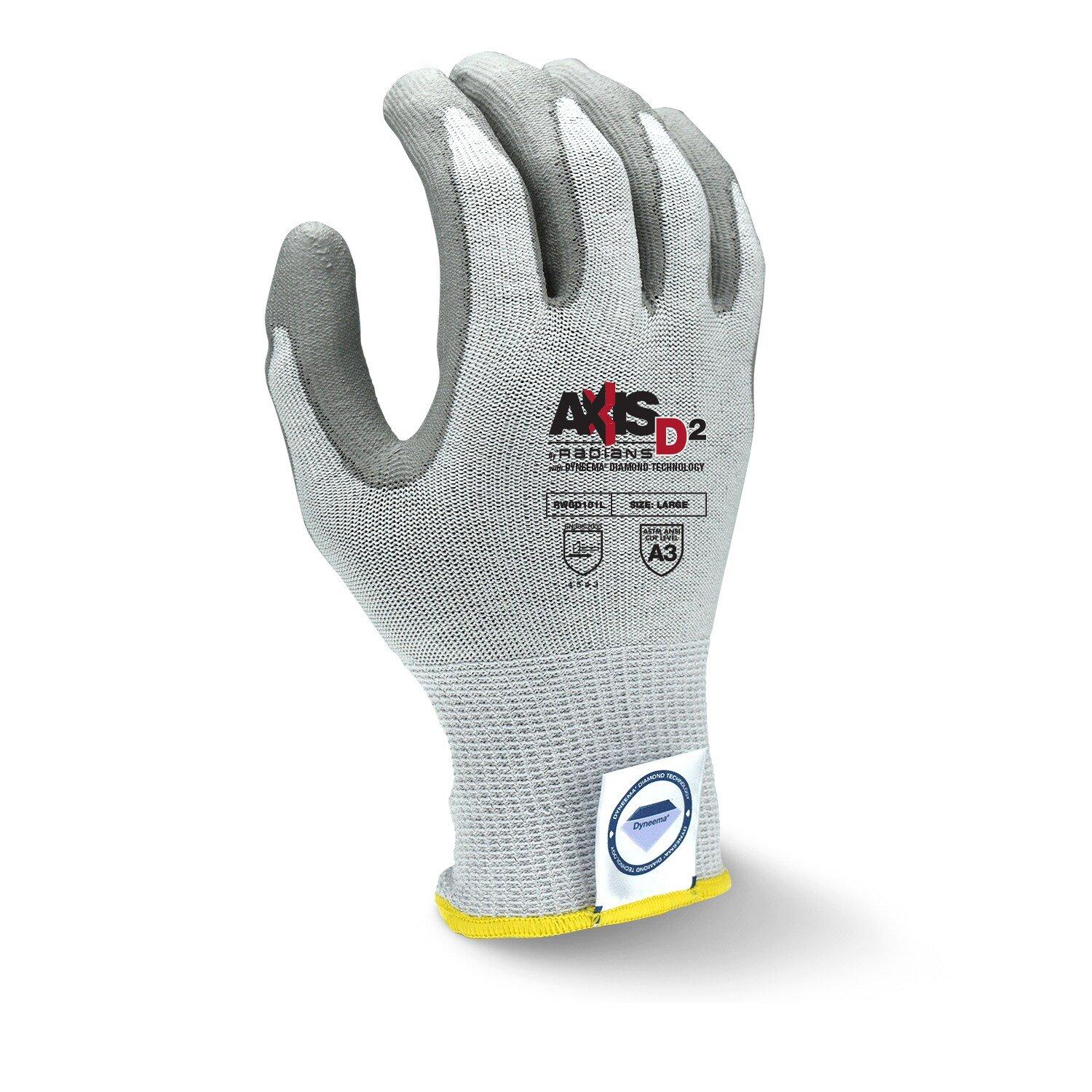 Radians Light Grey 13G Cut Level A3 Polyurathane Palm Dipped Gloves 