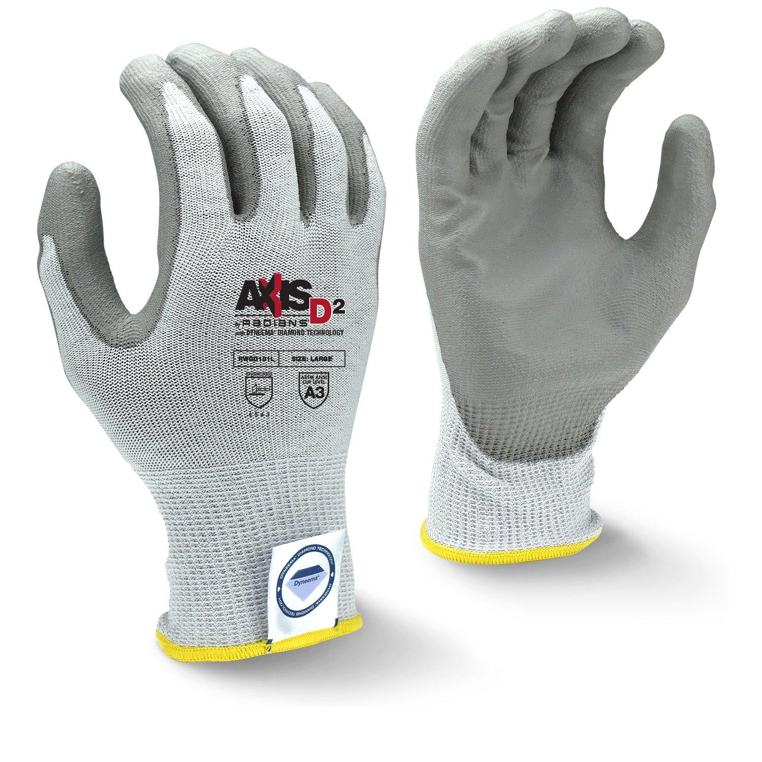 Radians Light Grey 13G Cut Level A3 Polyurathane Palm Dipped Gloves 