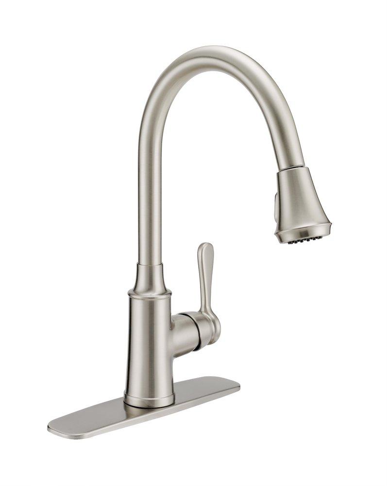 PROFLO® Brushed Nickel Single Handle Pull Down Kitchen Faucet with Two-Function Spray 