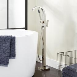 Single Handle Lever Floor Mount Filler in Polished Nickel  (Trim Only)