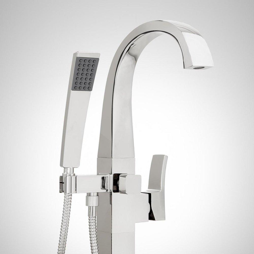 Signature Hardware Polished Chrome 1.8 gpm Floor Mount Tub Filler Faucet with Single Lever Handle 