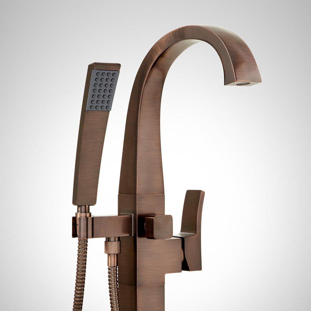 Signature Hardware Oil Rubbed Bronze 1.8 gpm Floor Mount Tub Filler Faucet with Single Lever Handle 