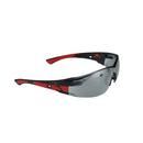 Polycarbonate Safety Eyewear with Silver Mirror Lens in Black and Red Frame