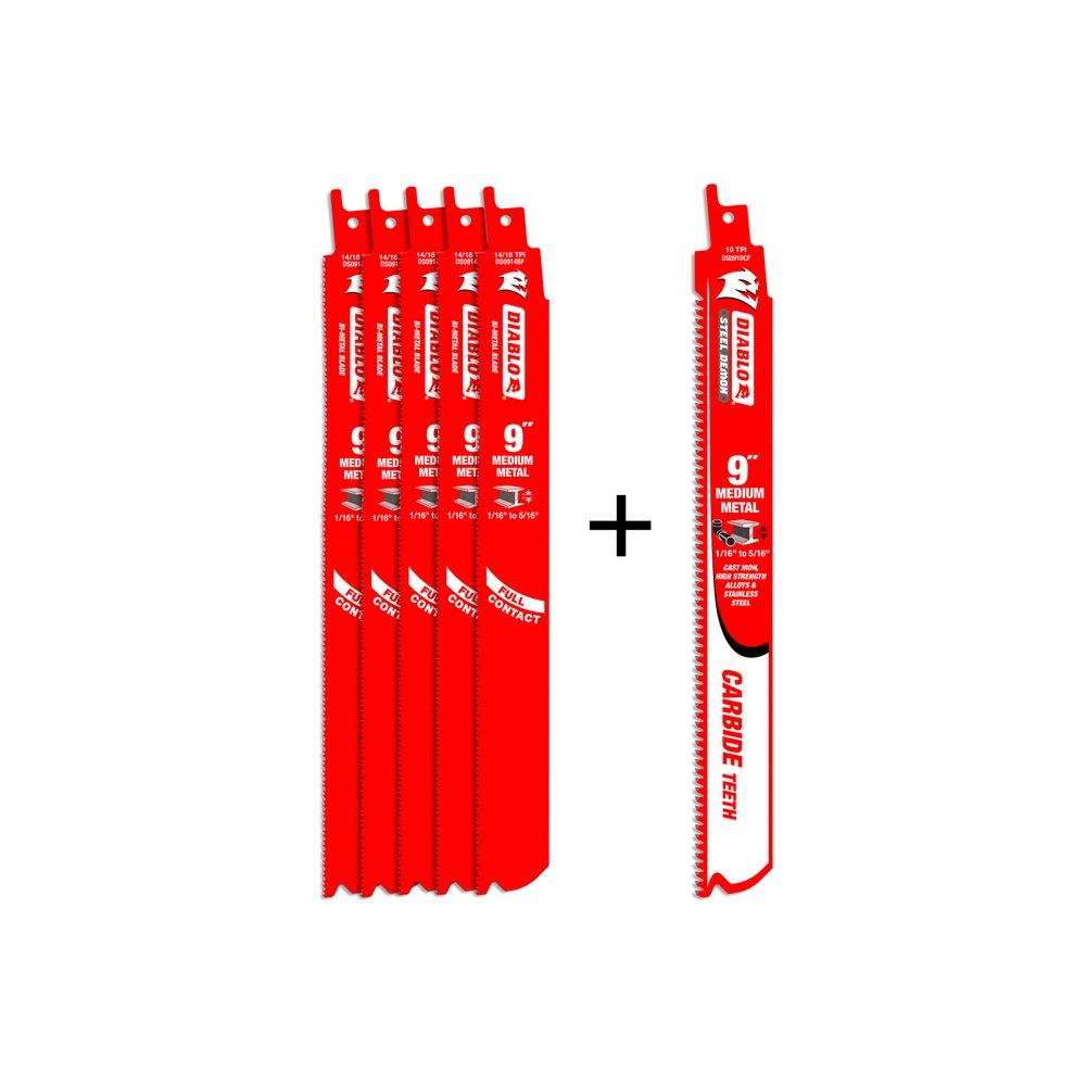Diablo Tools Red 9 in. Bi-metal Reciprocating Saw Blade (5 Pack) 