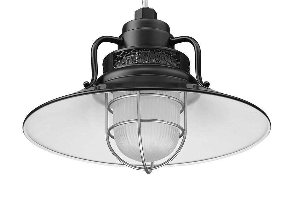 Millennium Lighting Satin Black 1-Light Stem Hung Railroad Shade 