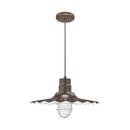 14 in. 100W 1-Light Medium E-26 Pendant Light with Inside Etched Glass in Architectural Bronze