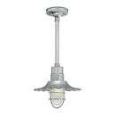14 in. 100W 1-Light Medium E-26 Pendant Light with Inside Etched Glass in Galvanized