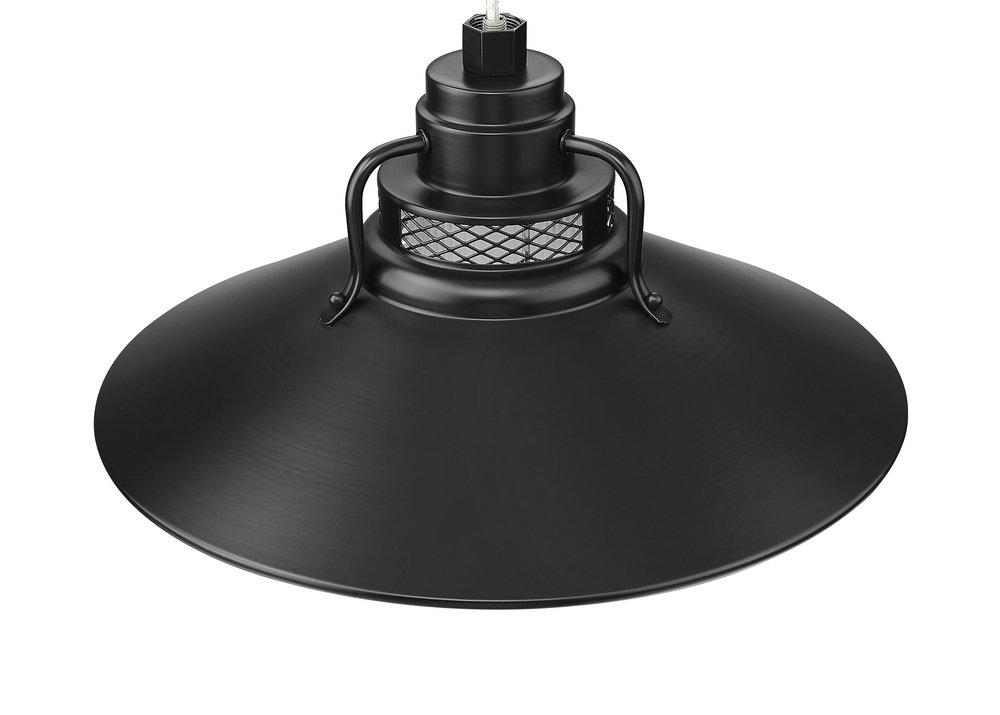 Millennium Lighting Satin Black 1-Light Stem Hung Railroad Shade 