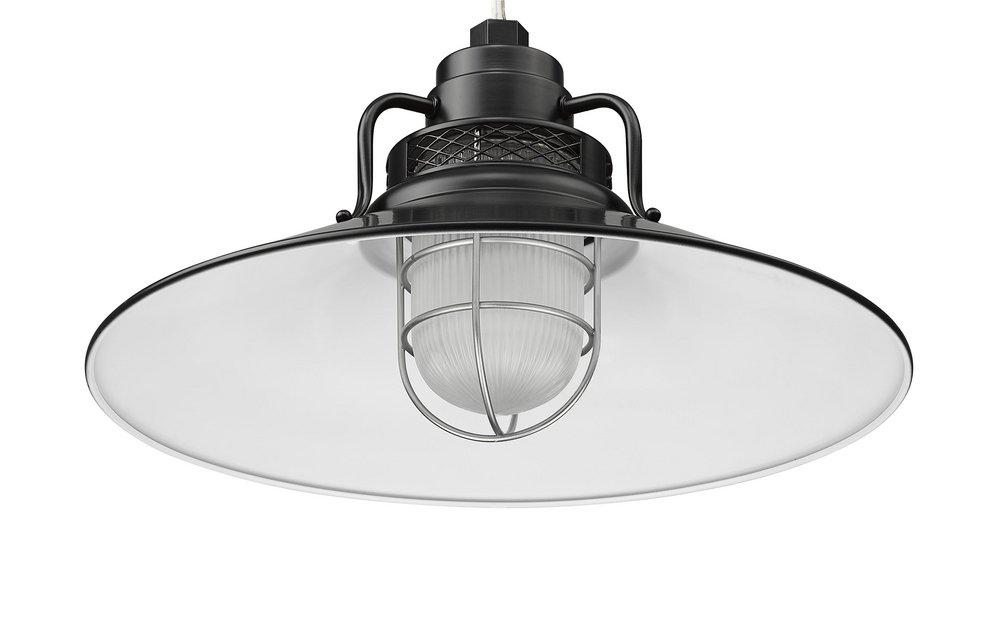 Millennium Lighting Satin Black 1-Light Stem Hung Railroad Shade 