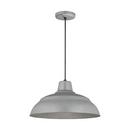 200W 1-Light Warehouse Cord Hung Outdoor Pendant in Galvanized