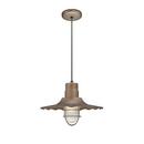 14 in. 100W 1-Light Medium E-26 Pendant Light with Inside Etched Glass in Copper
