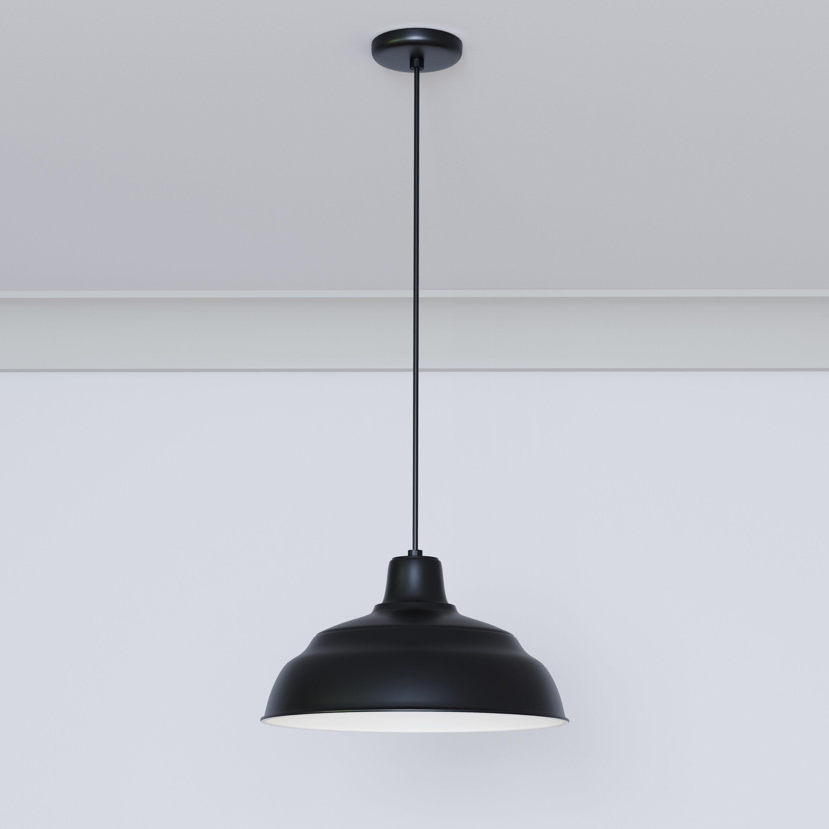 Millennium Lighting Satin Black 200W 1-Light Warehouse Cord Hung Outdoor Pendant 