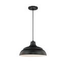 1-Light Cord Hung Warehouse Shade in Satin Black