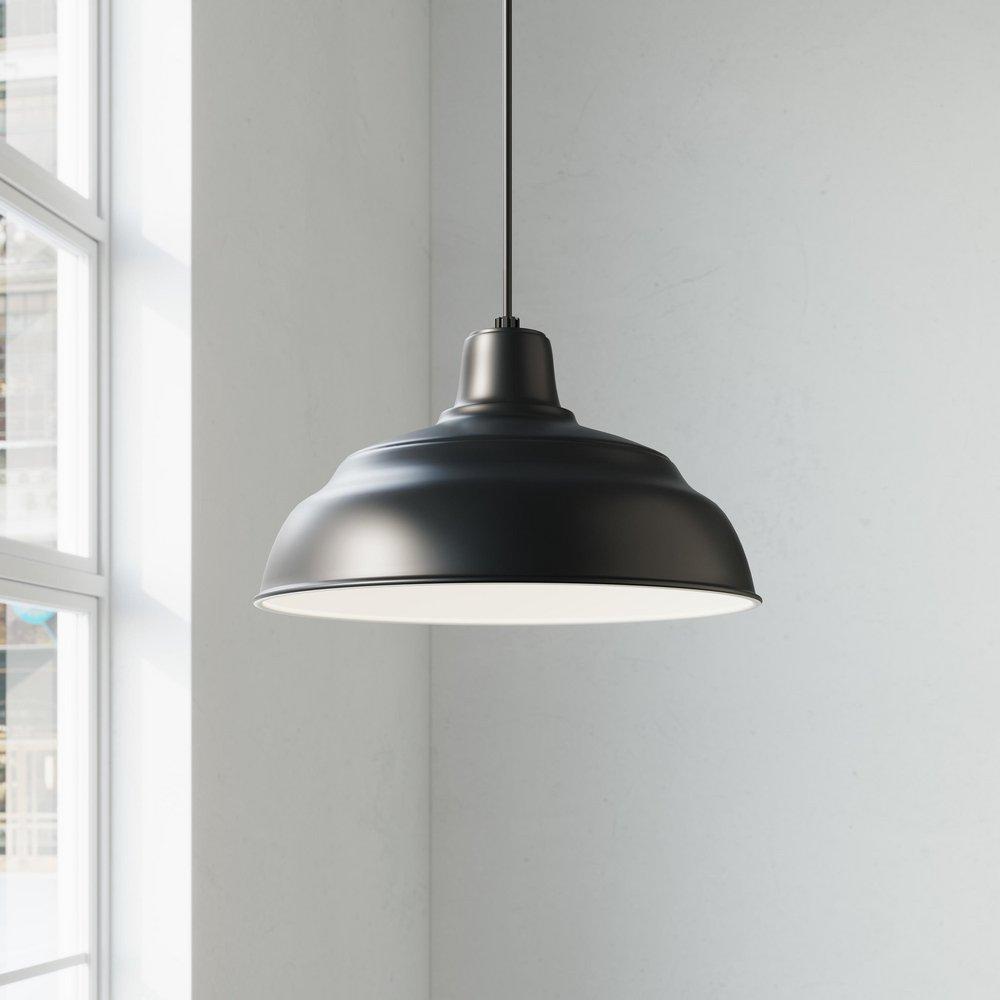 Millennium Lighting Satin Black 1-Light Cord Hung Warehouse Shade 