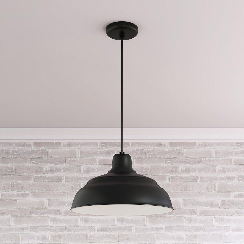 Millennium Lighting Satin Black 1-Light Cord Hung Warehouse Shade 