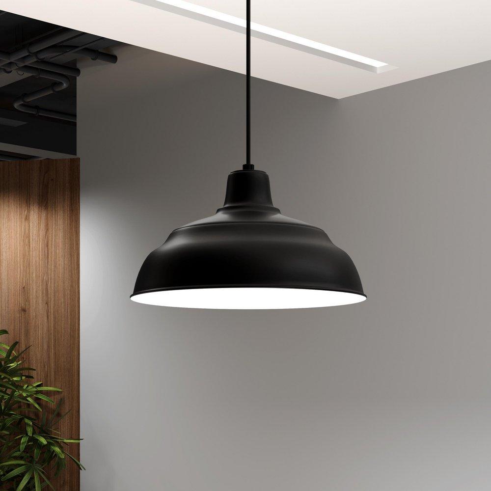 Millennium Lighting Satin Black 1-Light Cord Hung Warehouse Shade 