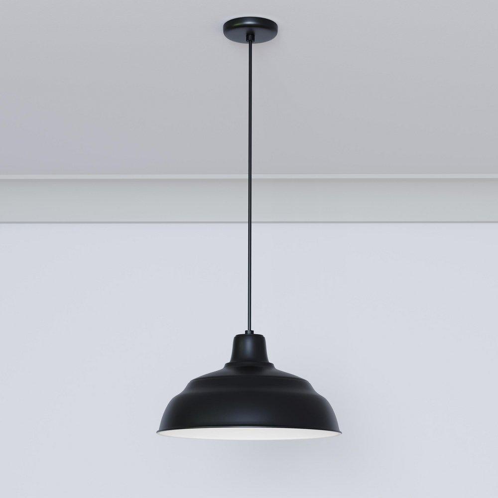 Millennium Lighting Satin Black 1-Light Cord Hung Warehouse Shade 
