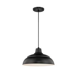 1-Light Cord Hung Warehouse Shade in Satin Black