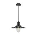 14 in. 100W 1-Light Medium E-26 Pendant Light with Inside Etched Glass in Satin Black