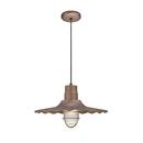 14 in. 100W 1-Light Medium E-26 Pendant Light with Inside Etched Glass in Copper
