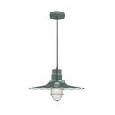 14 in. 100W 1-Light Medium E-26 Pendant Light with Inside Etched Glass in Satin Green