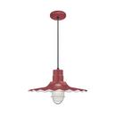 14 in. 100W 1-Light Medium E-26 Pendant Light with Inside Etched Glass in Satin Red