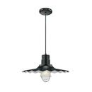14 in. 100W 1-Light Medium E-26 Pendant Light with Inside Etched Glass in Satin Black