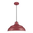 200W 1-Light Warehouse Cord Hung Outdoor Pendant in Satin Red