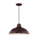 200W 1-Light Warehouse Cord Hung Outdoor Pendant in Architectural Bronze