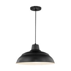 1-Light Cord Hung Warehouse Shade in Satin Black