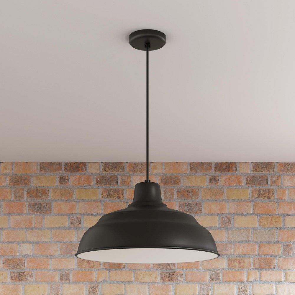 Millennium Lighting Satin Black 200W 1-Light Warehouse Cord Hung Outdoor Pendant 