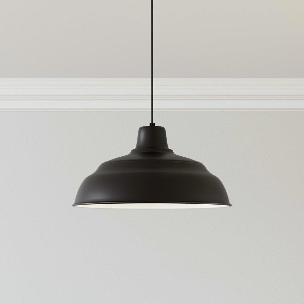 Millennium Lighting Satin Black 200W 1-Light Warehouse Cord Hung Outdoor Pendant 