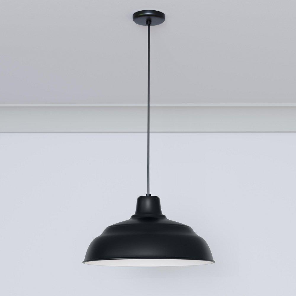 Millennium Lighting Satin Black 200W 1-Light Warehouse Cord Hung Outdoor Pendant 
