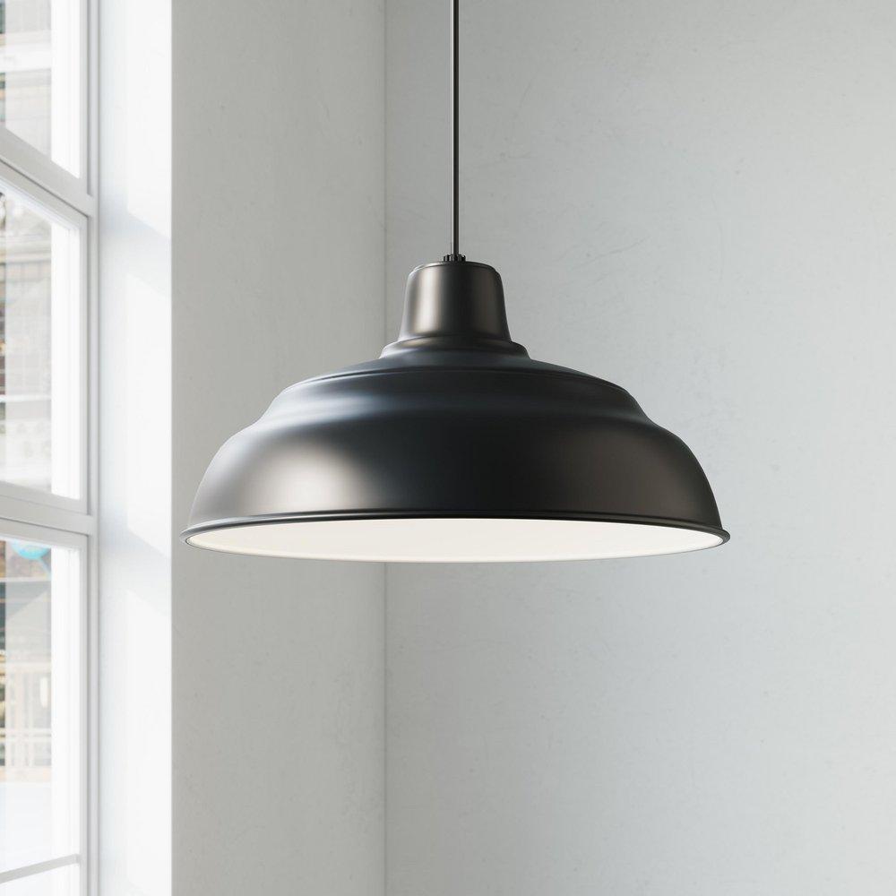 Millennium Lighting Satin Black 200W 1-Light Warehouse Cord Hung Outdoor Pendant 